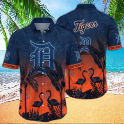 Flamingo Sunset Detroit Tigers Tropical Hawaiian Shirt