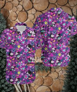 Floral Mickey Mouse Purple Hawaiian Shirt Style