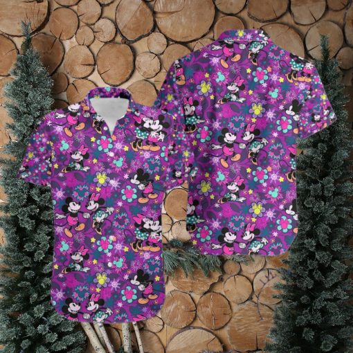 Floral Mickey Mouse Purple Hawaiian Shirt Style