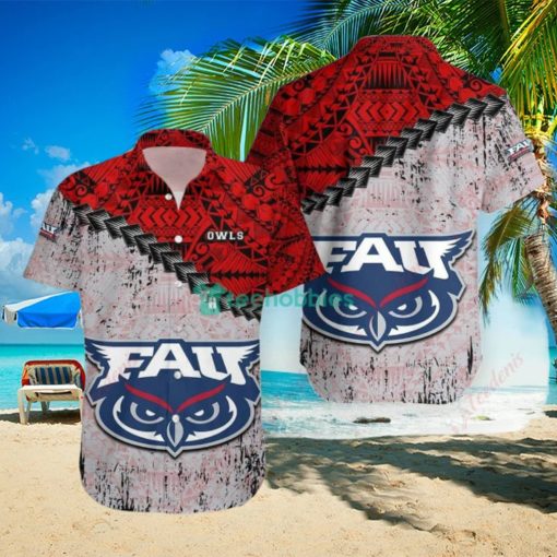 Florida Atlantic Owls Polynesian Tattoo Grunge Hawaiian Shirt, NCAA Aloha