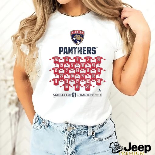 Florida Panthers 2024 Stanley Cup Champions Jersey Roster T Shirt