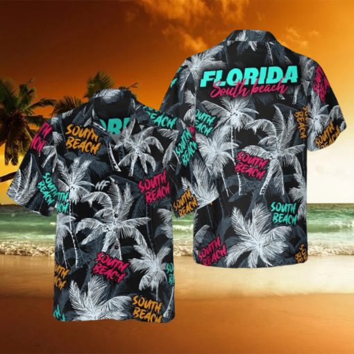 Florida South Beach Coconut Tree Hawaiian Shirt Men’s Short Sleeve Button Down Beach Shirts