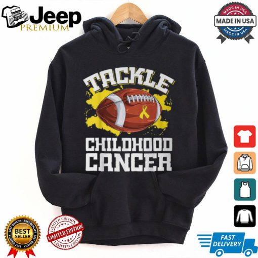 Football Tackle Childhood Cancer Retro Awareness Ribbon T Shirt