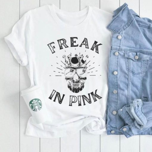 Freak in pink skull shirt