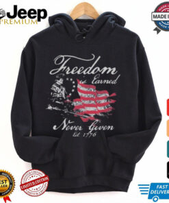 Freedom Is Earned Never Given Est 1776 America Flag T shirt