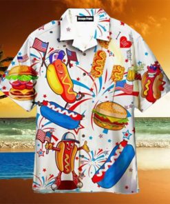 Funny American Hot Dog 4Th Of July Independence Day Hawaiian Shirt