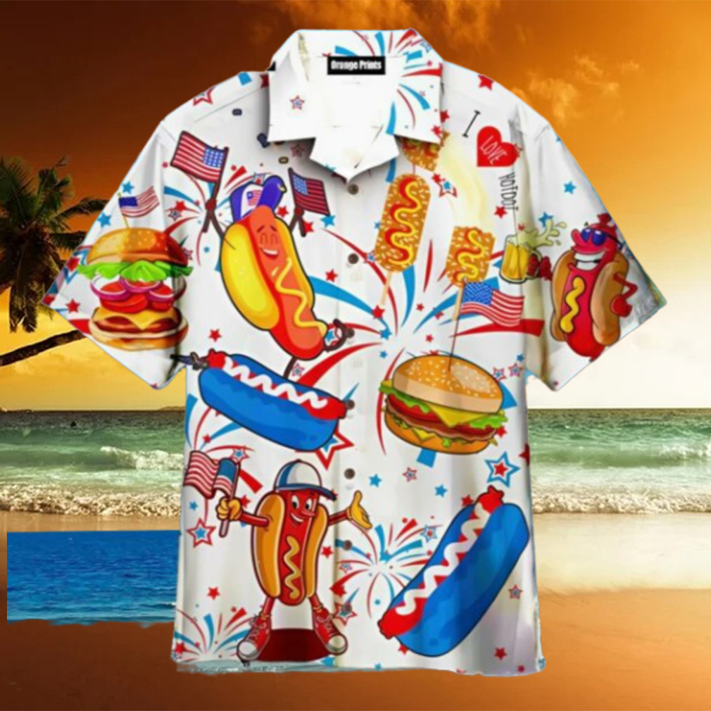 Funny American Hot Dog 4Th Of July Independence Day Hawaiian Shirt