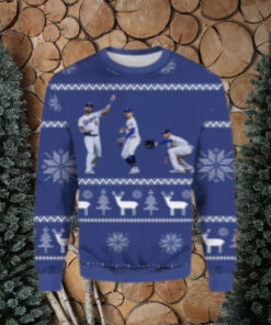 Funny LA Dodgers In Game Action Ugly Christmas Sweater