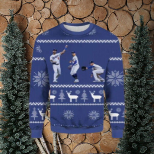 Funny LA Dodgers In Game Action Ugly Christmas Sweater