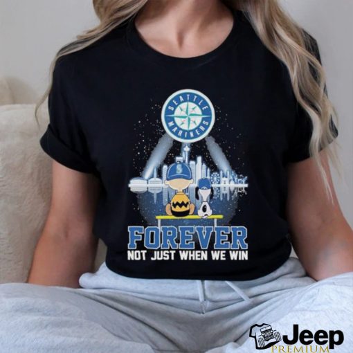 Funny Peanuts Snoopy And Charlie Brown Watching Seattle Mariners Forever Not Just When We Win Shirt