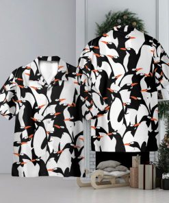 Funny Penguin Pattern Black White 3D Hawaiian Shirt Holiday Gift