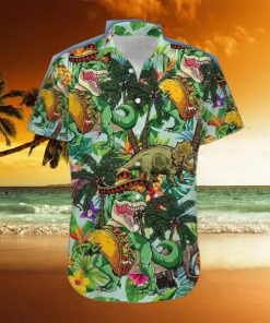 Funny Tacos T Rex Green Unisex Hawaiian Shirts