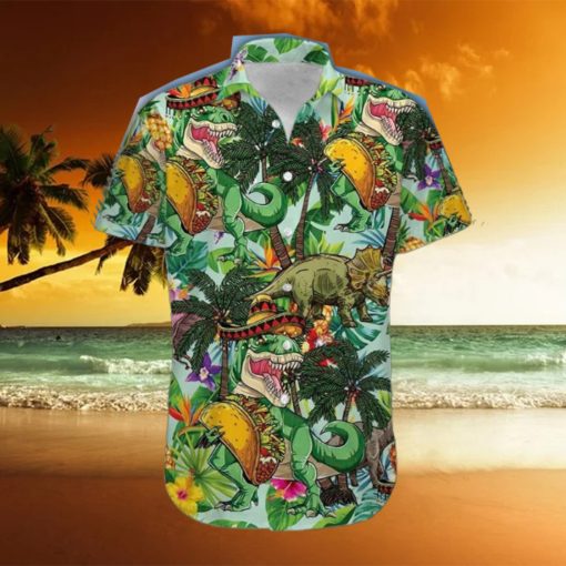 Funny Tacos T Rex Green Unisex Hawaiian Shirts