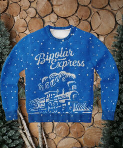 Funny Ugly Christmas Sweater Bipolar Express Humorous & Mental Health Awareness Holiday Train