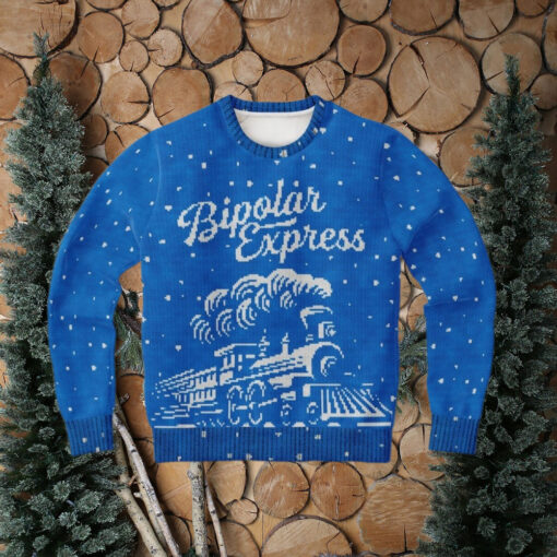 Funny Ugly Christmas Sweater   Bipolar Express   Humorous & Mental Health Awareness Holiday Train