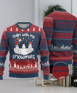 Funny Xmas Ugly Christmas Sweater Chillin With My Snowmies Funny Snowman Friendship