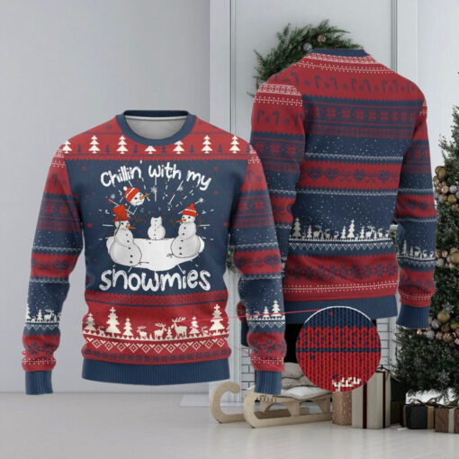 Funny Xmas Ugly Christmas Sweater Chillin With My Snowmies Funny Snowman Friendship