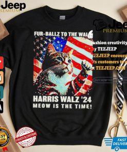 Fur Ballz To The Walz Harris Walz 24 Meow Is The Time 024 Election Political President Usa Vote T shirt