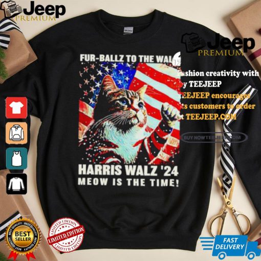 Fur Ballz To The Walz Harris Walz 24 Meow Is The Time 024 Election Political President Usa Vote T shirt