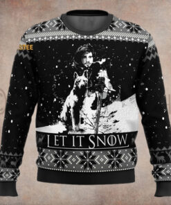 Game Of Thrones Jon Snow Let It Snow With Dog Ugly Christmas Holiday Sweater