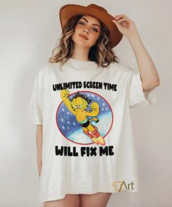 Garfield unlimited screen time will fix me shirt