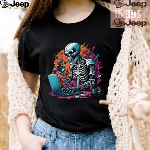 Generation on social media skeleton t shirt design