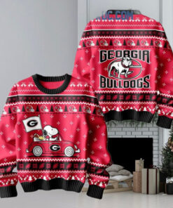 Georgia Bulldogs Snoopy Peanuts 75th Anniversary 1950 2025 Christmas Ugly Sweater