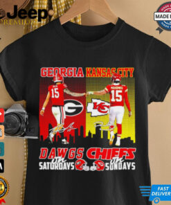 Georgia Kansas City Dawgs On Saturdays Chiefs On Sundays city skyline Christmas shirt