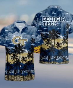 Georgia Tech Yellow Jackets Palms Tree Hawaiian Shirt