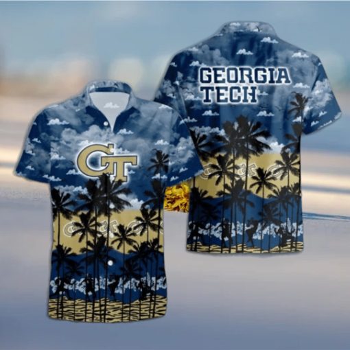 Georgia Tech Yellow Jackets Palms Tree Hawaiian Shirt