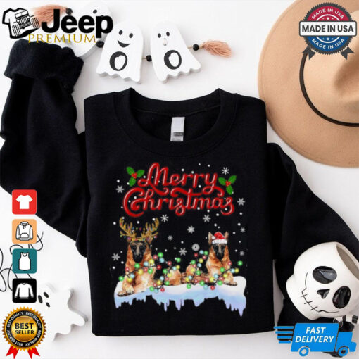 German Shepherd Christmas Lights Funny Dog T Shirt