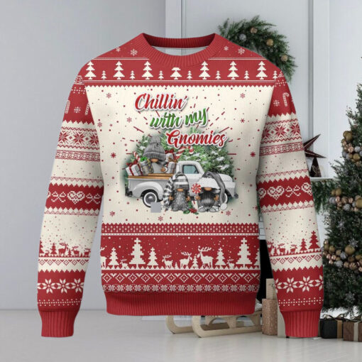 Gnome Christmas Ugly Christmas Sweater Chillin With My Gnomies Xmas Truck