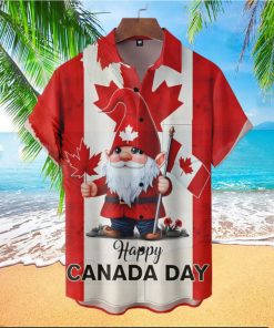 Gnome Happy Canada Day Button Hawaiian Shirt