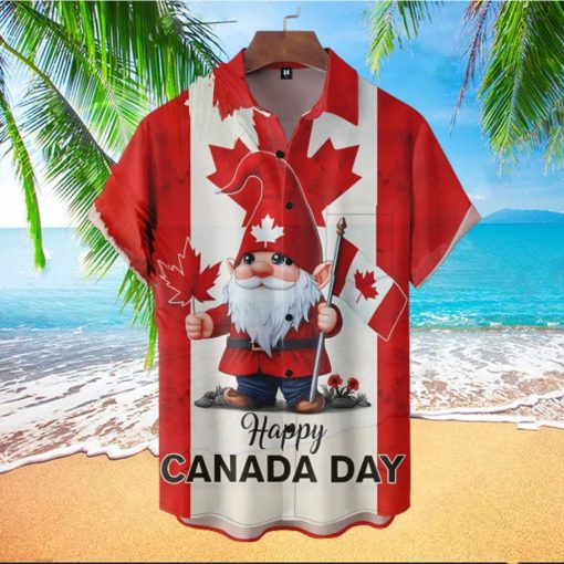 Gnome Happy Canada Day Button Hawaiian Shirt