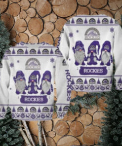 Gnome Trio Colorado Rockies Ugly Christmas Sweater White Edition