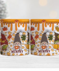 Gnomes Fall 3D Inflated, Personalized Full Wrap Mug, Halloween Spooky Vibes, Fall Gifts