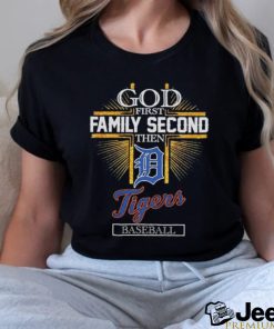 God first family second then Detroit Tigers baseball glitter shirt