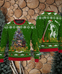 Godzilla Christmas Ugly Sweater, Christmas Tree From All Godzillas Sweater