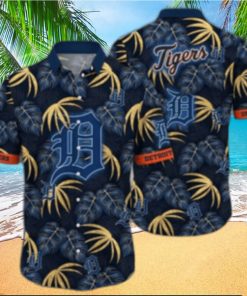 Golden Palms Detroit Tigers Dark Hawaiian Shirt