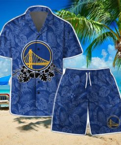 Golden State Warriors NBA Team Logo Basketball Aloha Design Hawaiian Shirt & Short