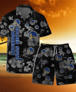 Golden State Warriors NBA Team Logo Floral Hawaiian Shirt & Short Vintage Design