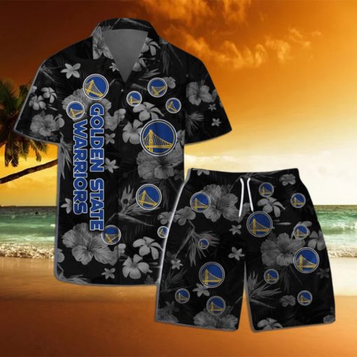 Golden State Warriors NBA Team Logo Floral Hawaiian Shirt & Short Vintage Design