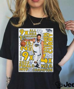 Golden State Warriors Stephen Curry 4x NBA Champion 2022 Finals MVP 9x All NBA 15 Seasons Shirt