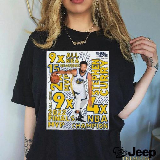 Golden State Warriors Stephen Curry 4x NBA Champion 2022 Finals MVP 9x All NBA 15 Seasons Shirt