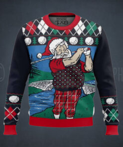 Golf Santa Claus Christmas Ugly Sweater