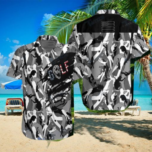 Golf Skull Camouflage All Over Printed Hawaiian Shirt Impressive Gift