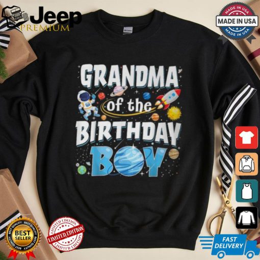 Grandma Of The Birthday Boy Astronaut Family Space Planets T Shirt