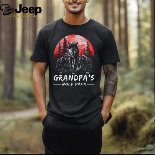 Grandpa Wolf Pack Personalized Shirt Perfect Father's Day Gift for Grandfather & Dad Unique Men's Personalized Tee shirt