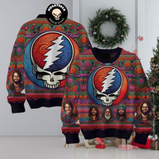 Grateful Dead Portrait Christmas Sweater Chirstmas Gifts 2024 Xmas For Family And Friends Ugly Sweater