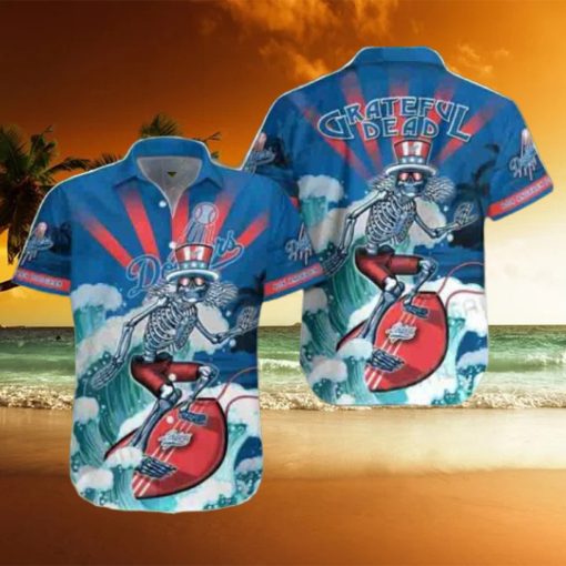 Grateful Dead Skeleton Surfing Los Angeles Dodgers 2024 Trendy Hawaiian Shirt